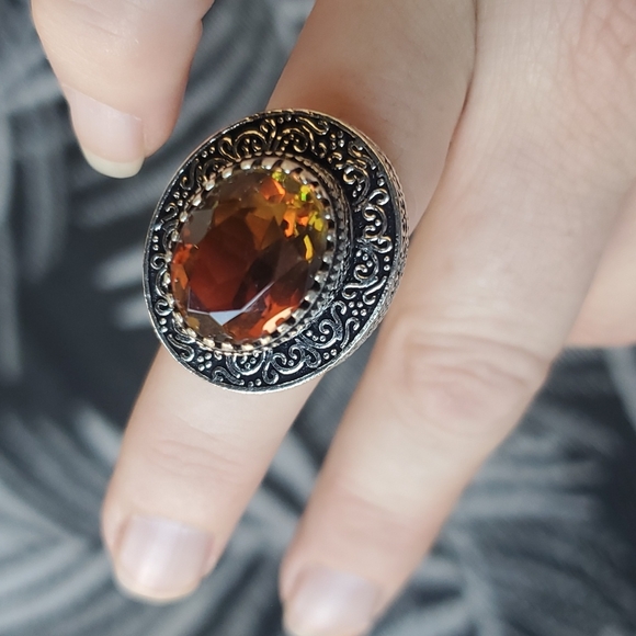 New Bi-Color Tourmaline 925 Silver Statement Ring. - Picture 12 of 15